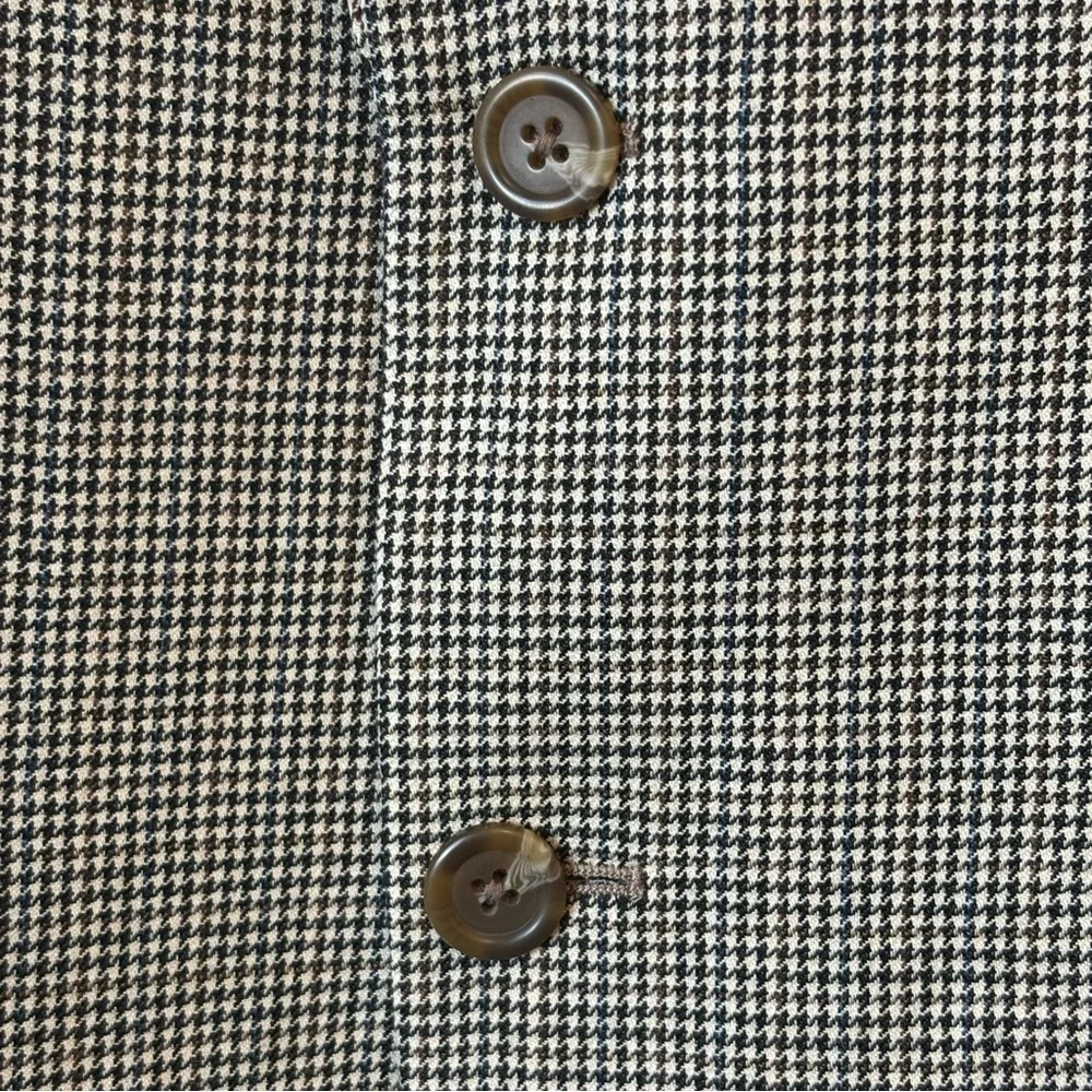 Lauren Ralph Lauren Blazer Jacket Men 46R Brown Houndstooth Wool Single Breasted